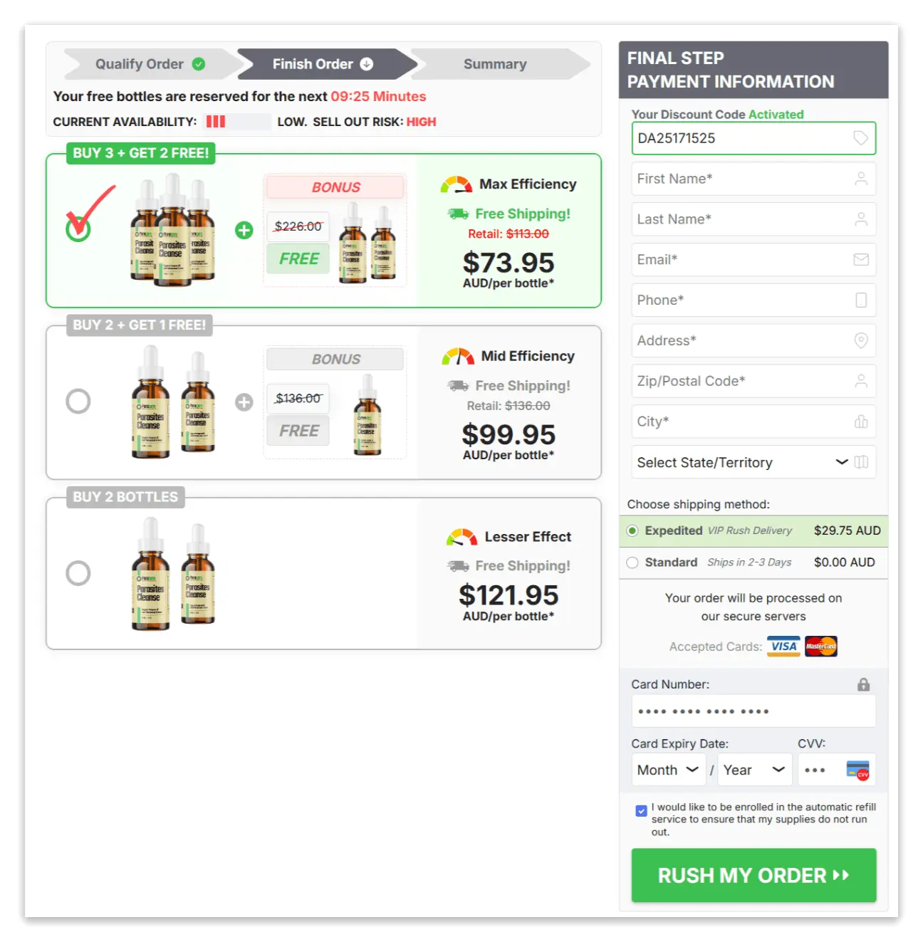 Paracare Parasites Cleanse Secure Checkout Page