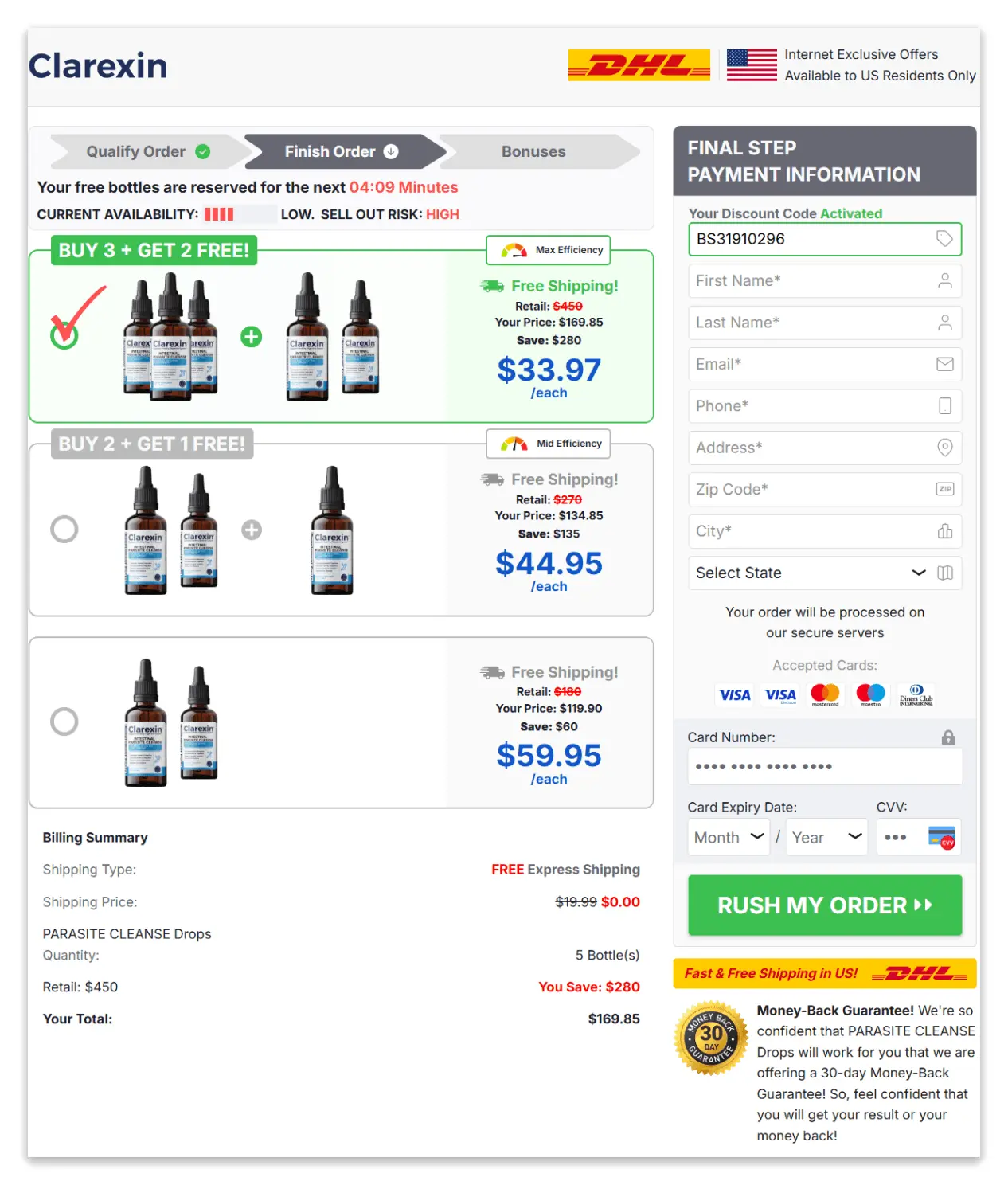 Parasite Cleanse Secure Checkout Page